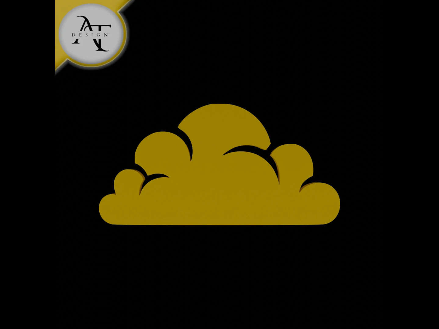 Simple Cloud Symbol - 2D Art 3D Model .c4d .max .obj .3ds .fbx .stl .blend