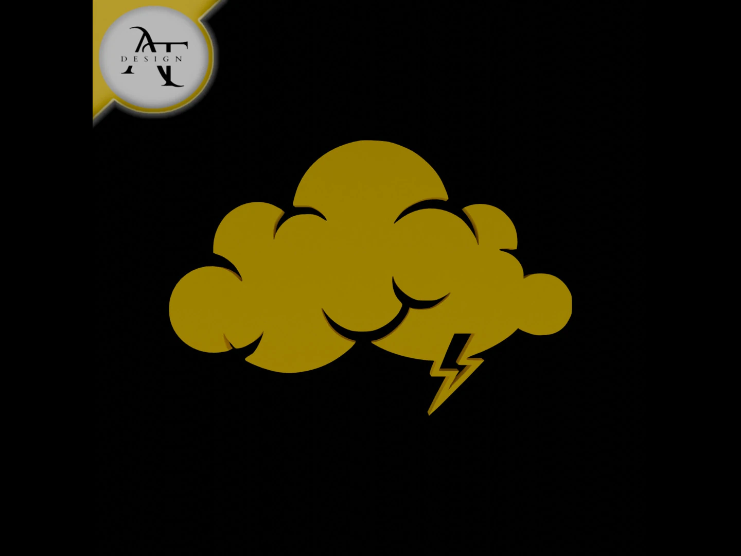Simple Cloud Symbol - 2D Art 3D Model .c4d .max .obj .3ds .fbx .stl .blend