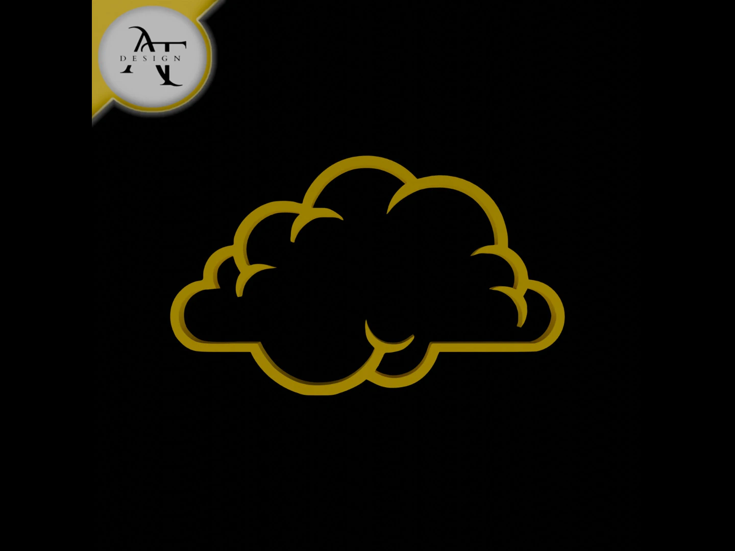 Simple Cloud Symbol - 2D Art 3D Model .c4d .max .obj .3ds .fbx .stl .blend