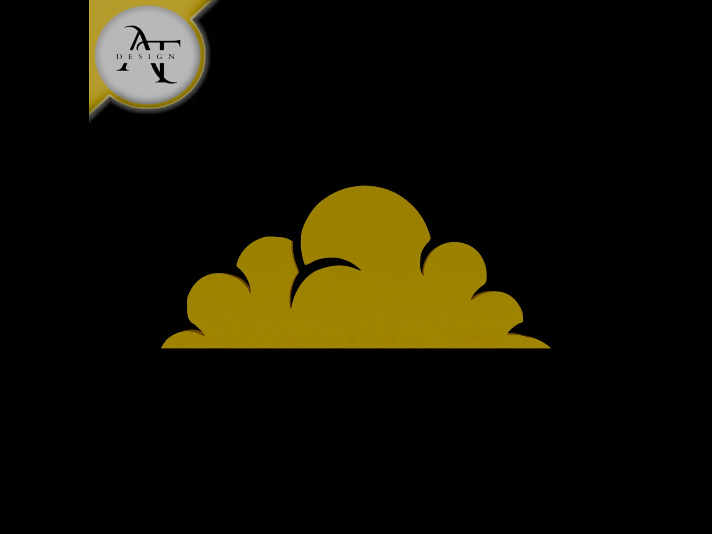 Simple Cloud Symbol - 2D Art 3D Model .c4d .max .obj .3ds .fbx .stl .blend