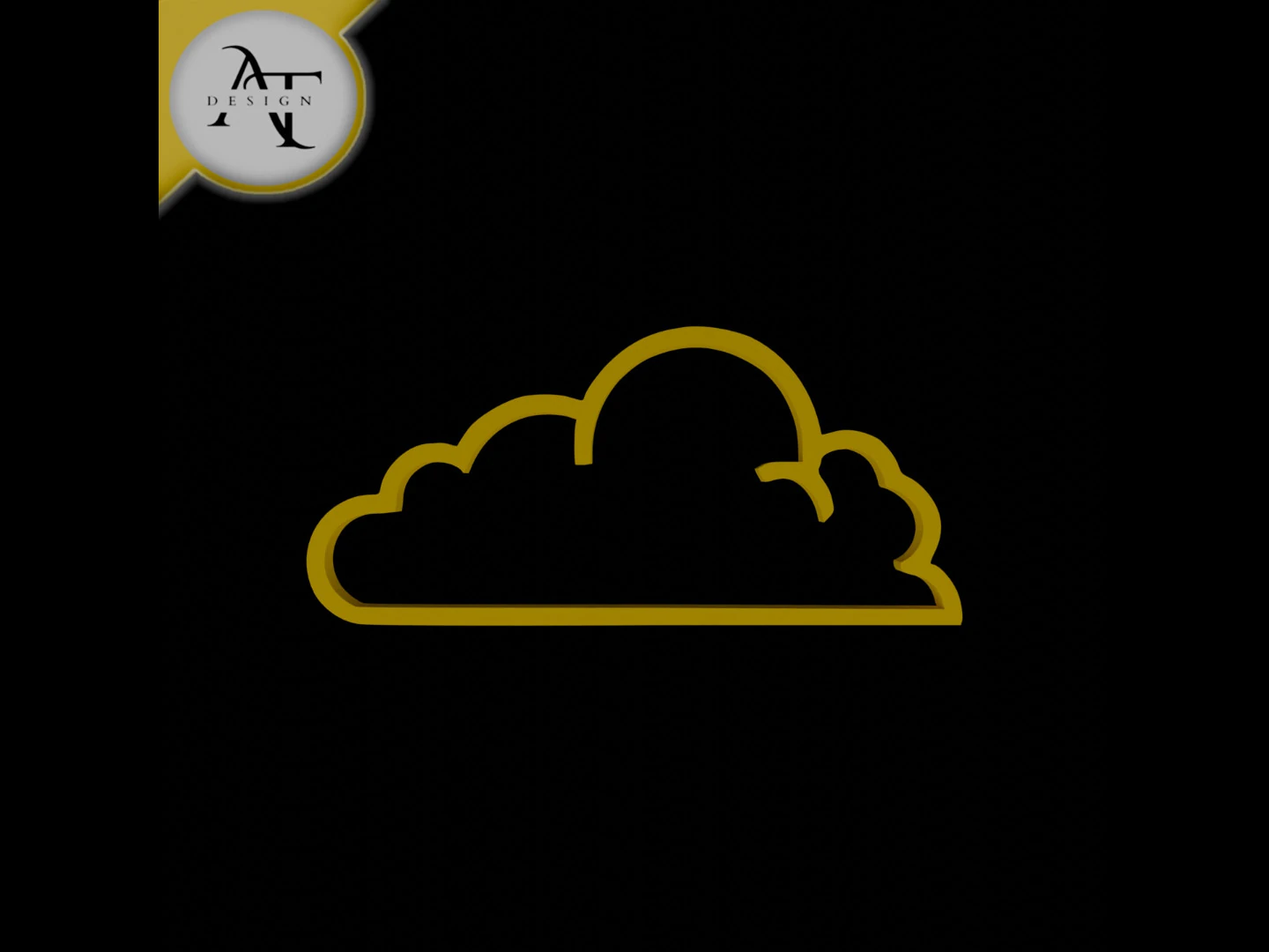 Simple Cloud Symbol - 2D Art 3D Model .c4d .max .obj .3ds .fbx .stl .blend 