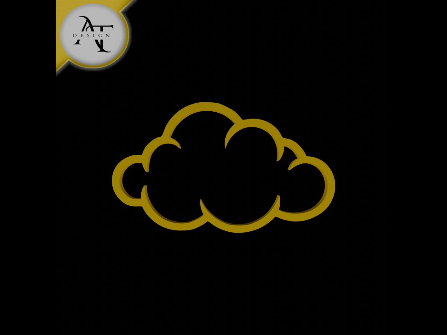 Simple Cloud Symbol - 2D Art 3D Model .c4d .max .obj .3ds .fbx .stl .blend 