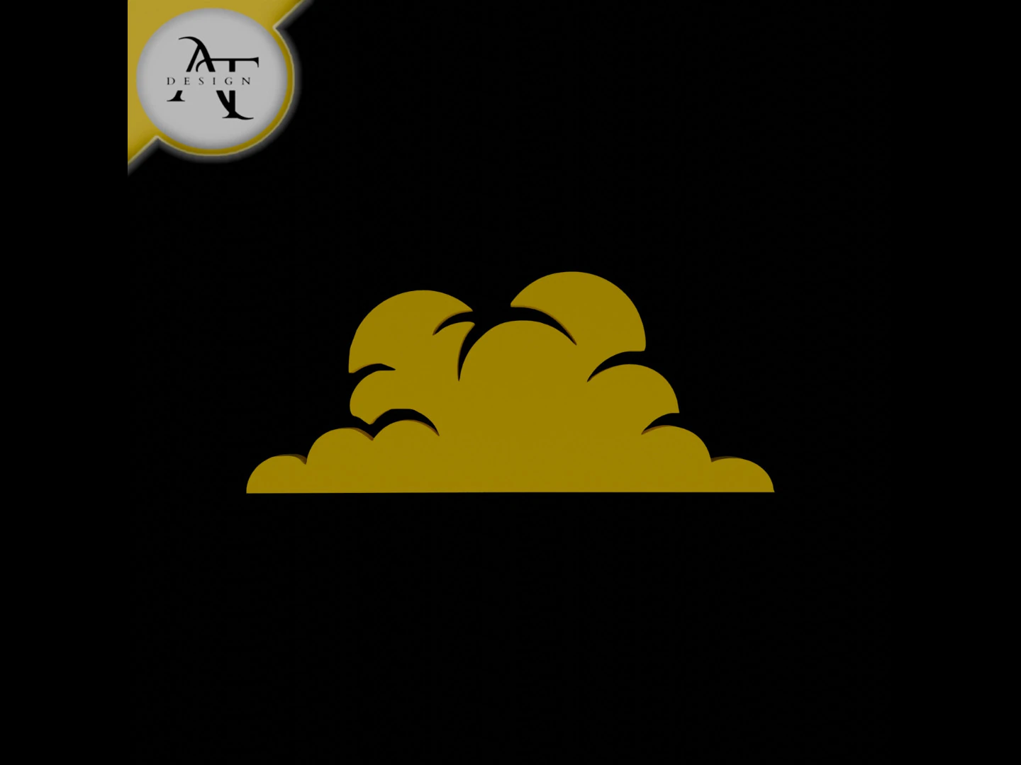 Simple Cloud Symbol - 2D Art 3D Model .c4d .max .obj .3ds .fbx .stl .blend 