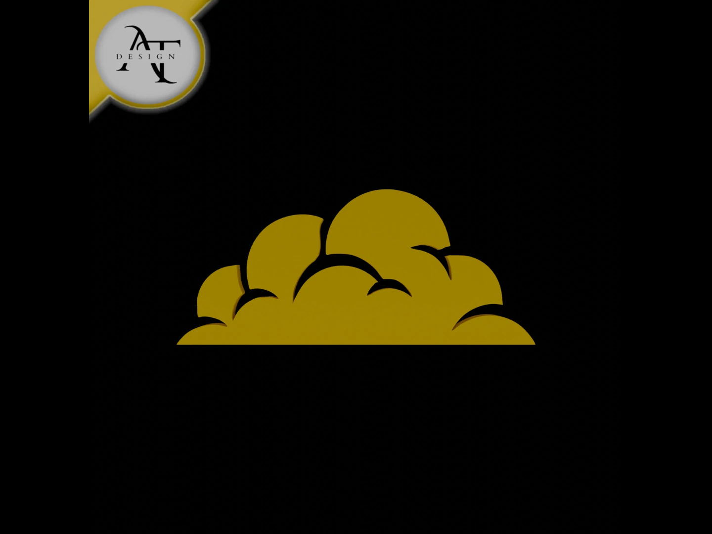 Simple Cloud Symbol - 2D Art 3D Model .c4d .max .obj .3ds .fbx .stl .blend 