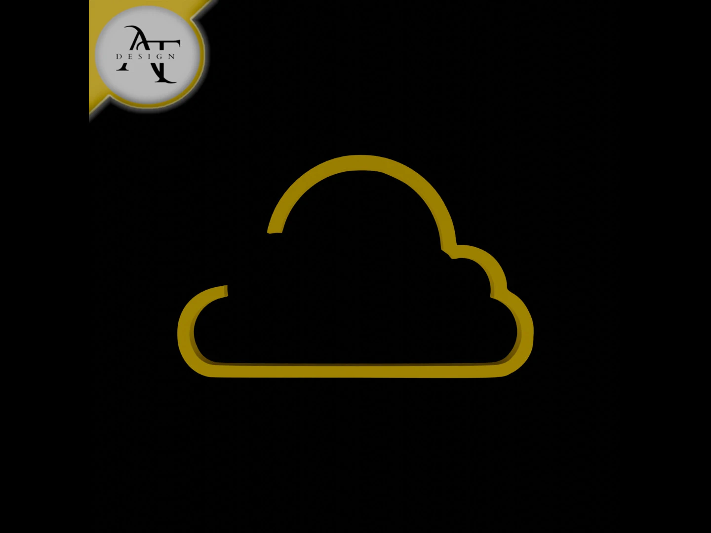 Simple Cloud Symbol - 2D Art 3D Model .c4d .max .obj .3ds .fbx .stl .blend