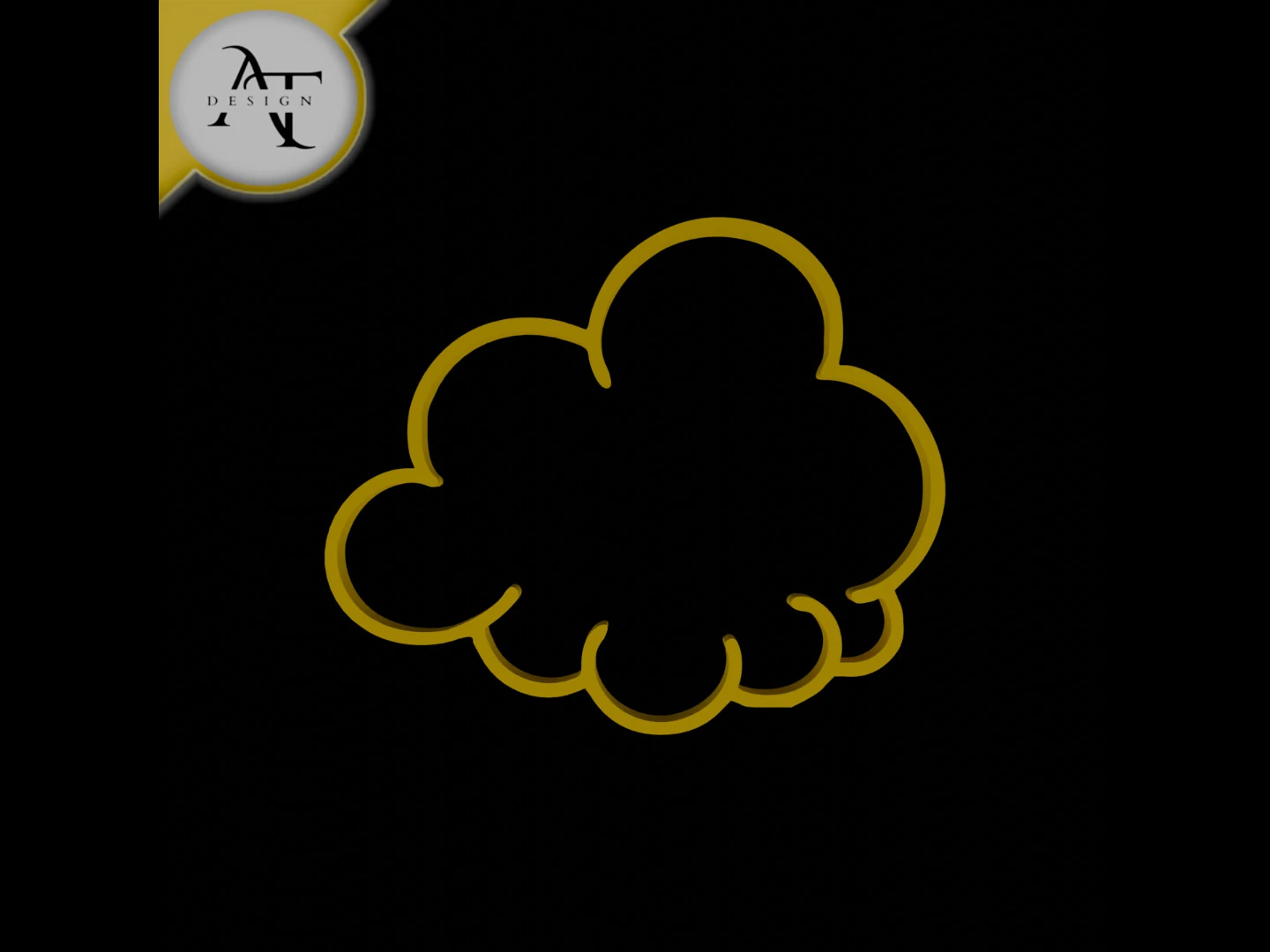 Simple Cloud Symbol - 2D Art 3D Model .c4d .max .obj .3ds .fbx .stl .blend