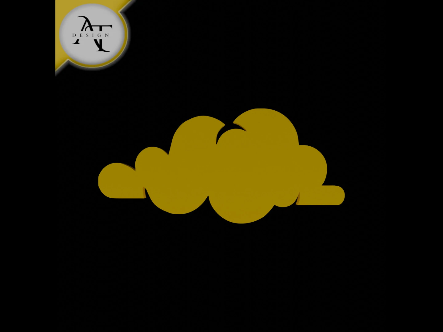 Simple Cloud Symbol - 2D Art 3D Model .c4d .max .obj .3ds .fbx .stl .blend