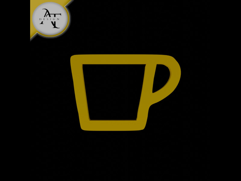 Simple Coffee Cup Symbol - 2D Art 3D 模型 .c4d .max .obj .3ds .fbx .stl .blend