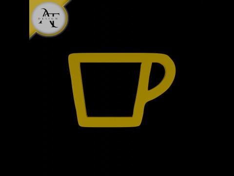 Simple Coffee Cup Symbol - 2D Art Modello 3D