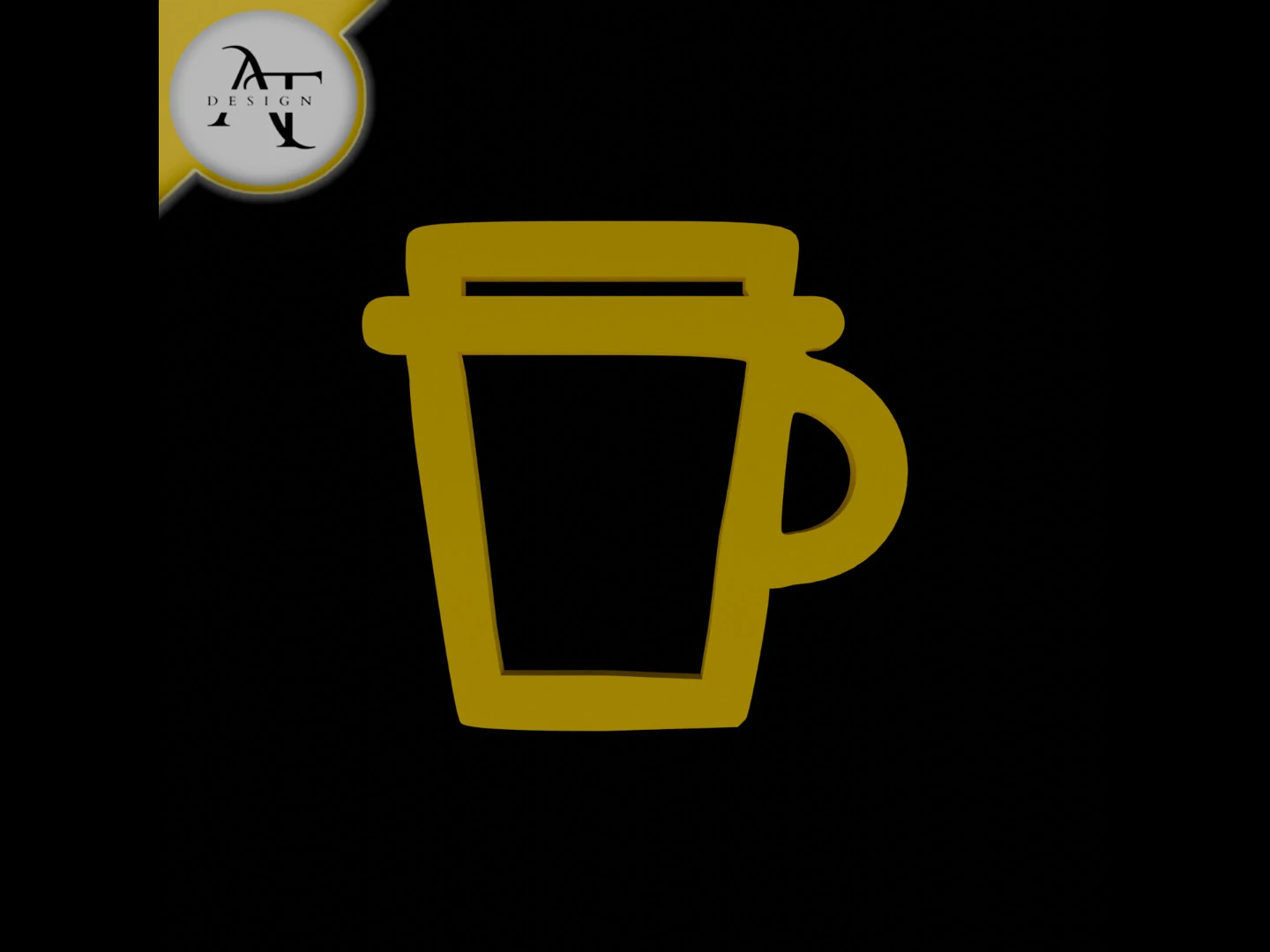 Simple Coffee Cup Symbol - 2D Art 3D Model .c4d .max .obj .3ds .fbx .stl .blend