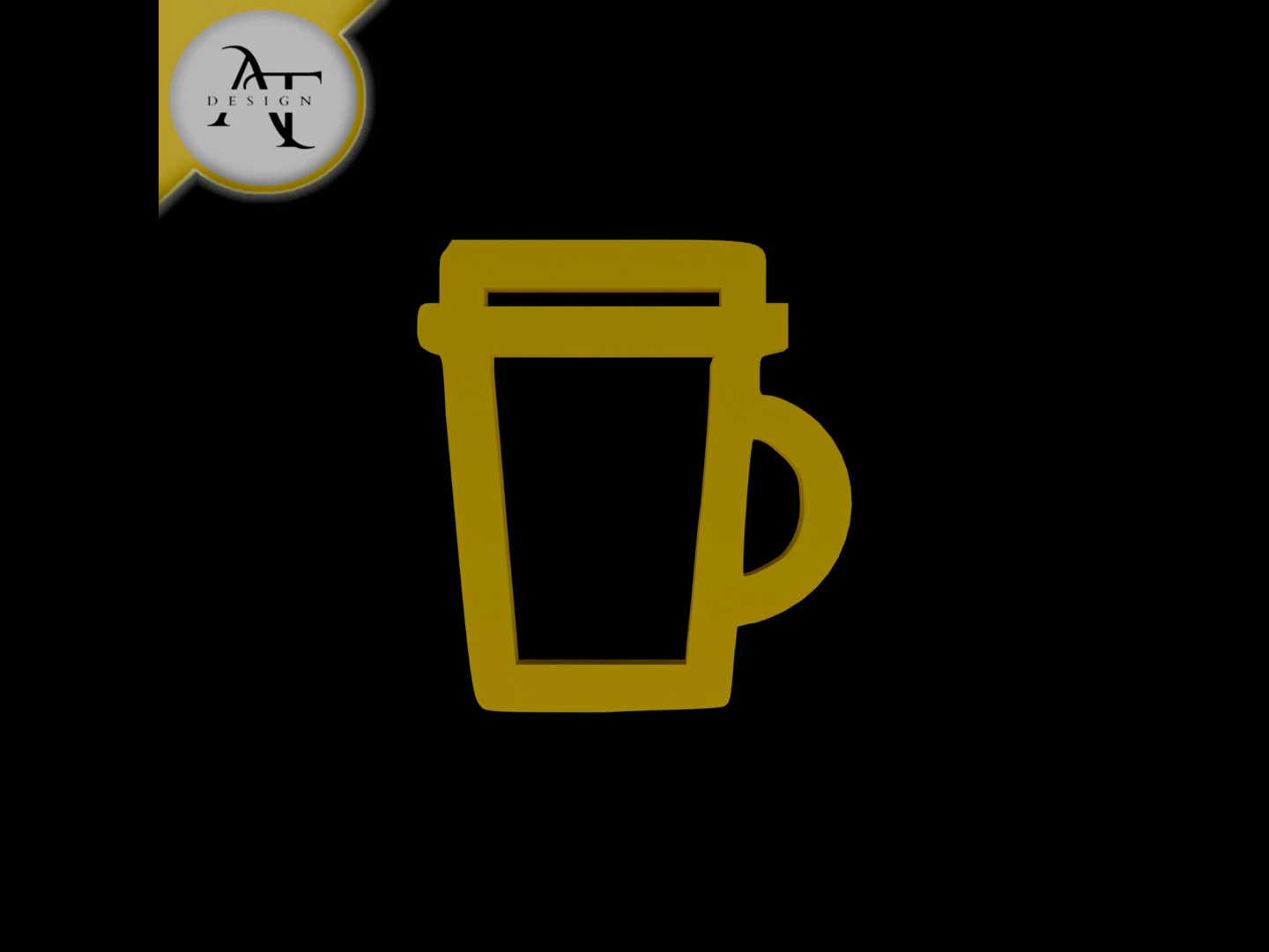 Simple Coffee Cup Symbol - 2D Art 3D Model .c4d .max .obj .3ds .fbx .stl .blend