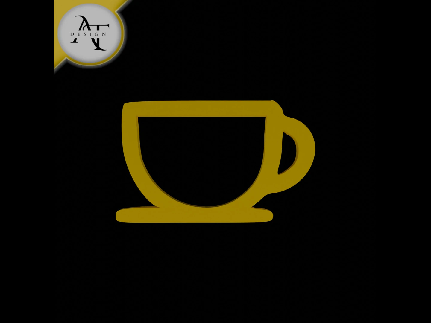 Simple Coffee Cup Symbol - 2D Art 3D Model .c4d .max .obj .3ds .fbx .stl .blend 