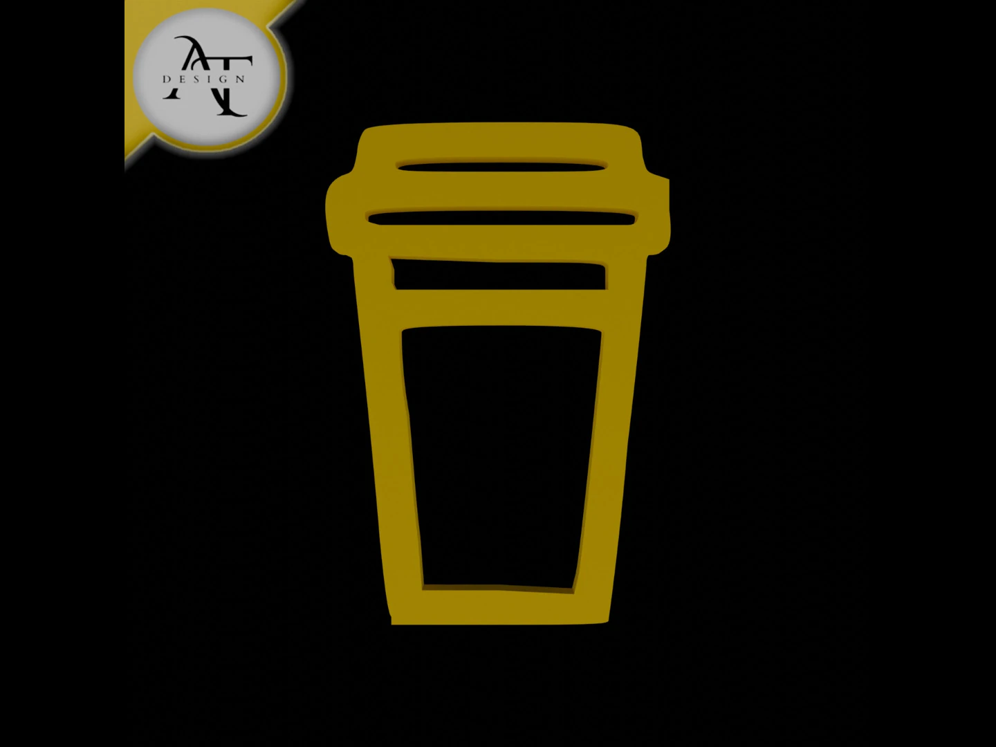 Simple Coffee Cup Symbol - 2D Art 3D Model .c4d .max .obj .3ds .fbx .stl .blend