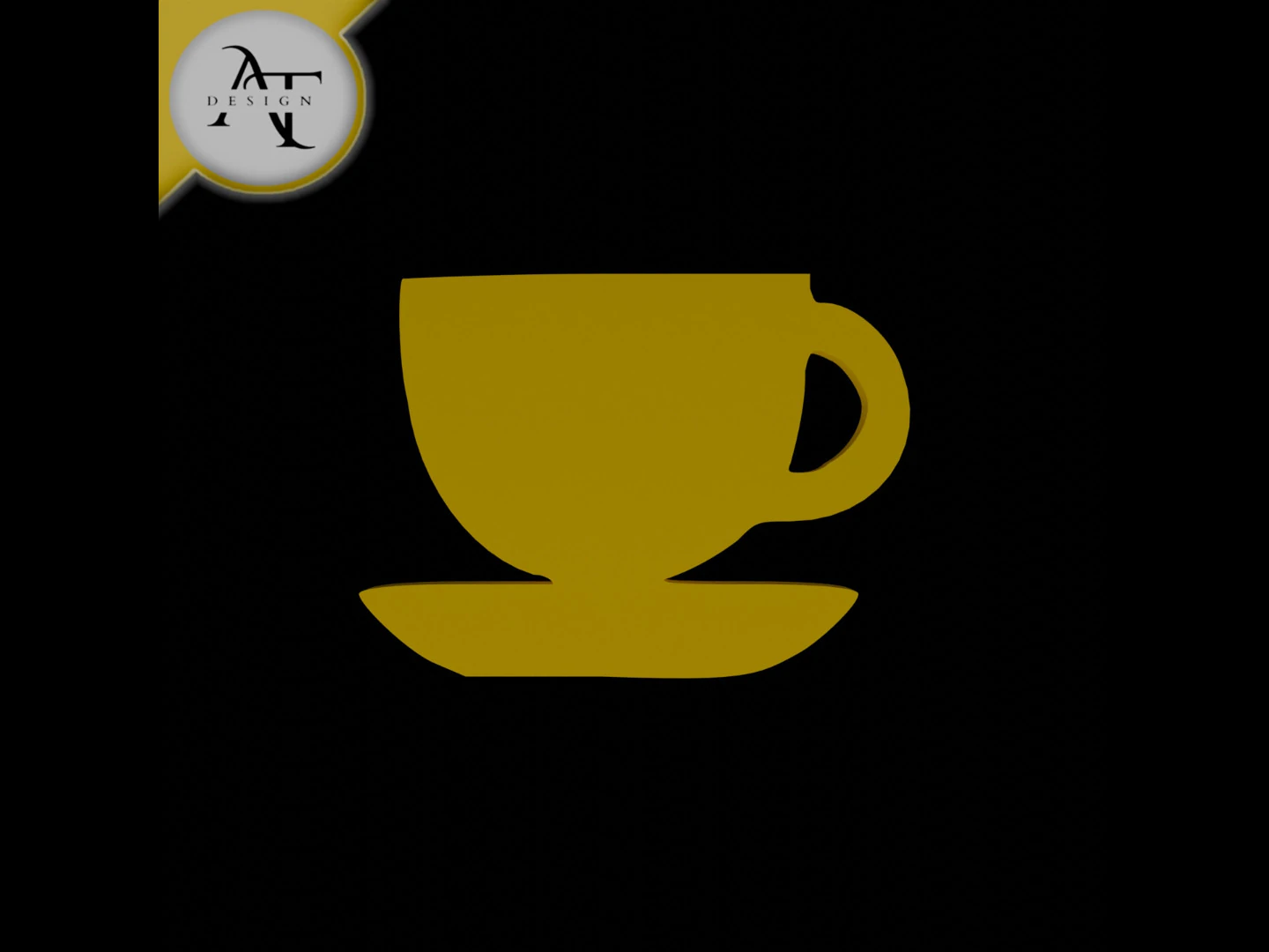 Simple Coffee Cup Symbol - 2D Art 3D Model .c4d .max .obj .3ds .fbx .stl .blend