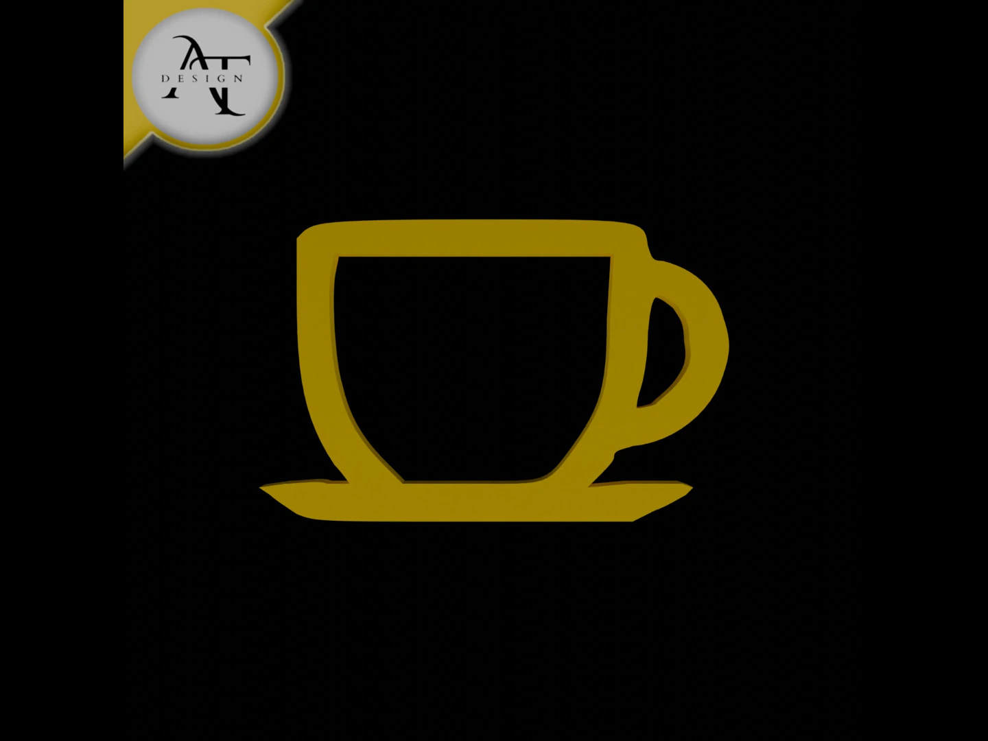 Simple Coffee Cup Symbol - 2D Art 3D Model .c4d .max .obj .3ds .fbx .stl .blend 