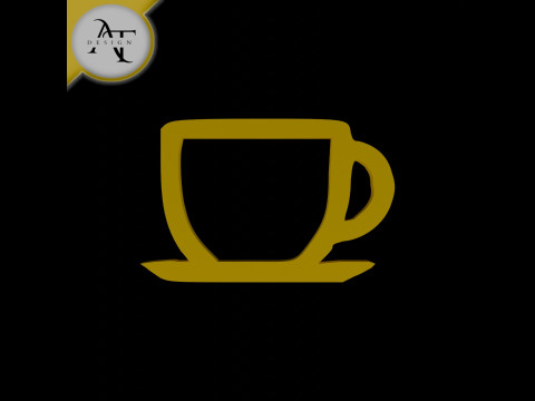 Simple Coffee Cup Symbol - 2D Art Modello 3D