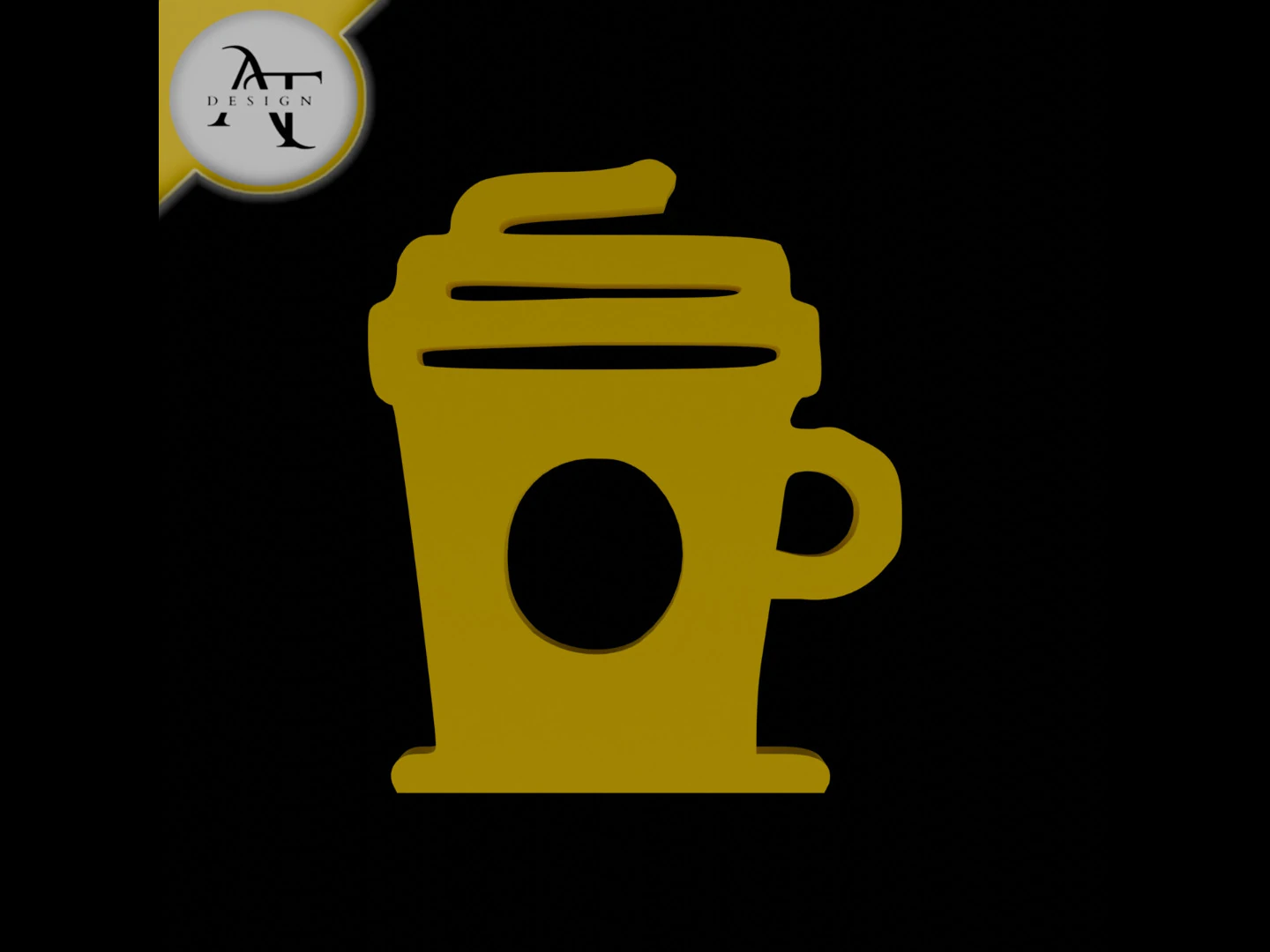 Simple Coffee Cup Symbol - 2D Art 3D Model .c4d .max .obj .3ds .fbx .stl .blend 