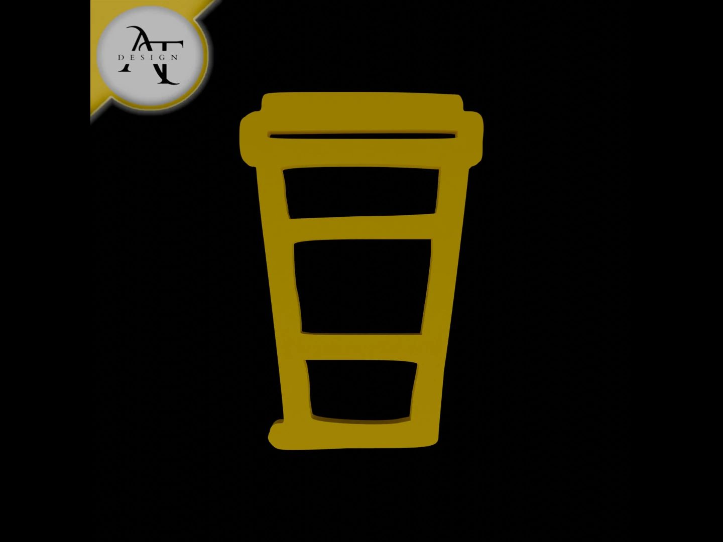 Simple Coffee Cup Symbol - 2D Art 3D Model .c4d .max .obj .3ds .fbx .stl .blend