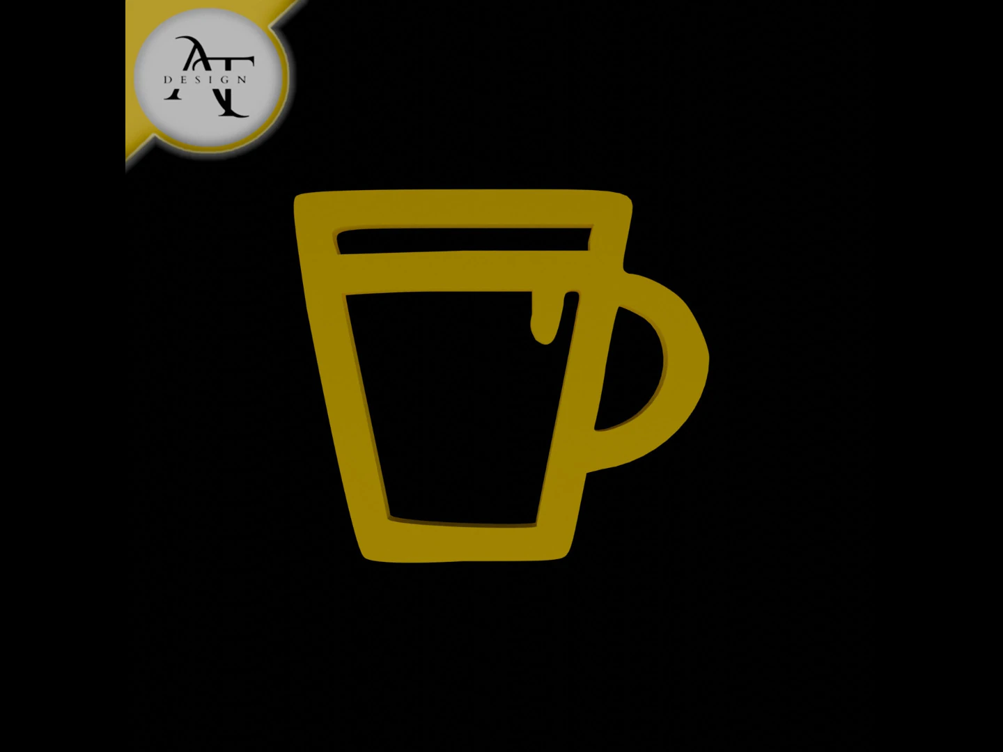 Simple Coffee Cup Symbol - 2D Art 3D Model .c4d .max .obj .3ds .fbx .stl .blend