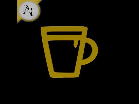Eenvoudig koffiekopje-symbool - 2D-kunst 3D Model