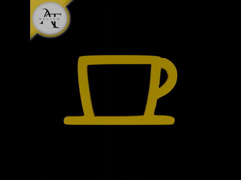 Simple Coffee Cup Symbol - 2D Art 3D 모델