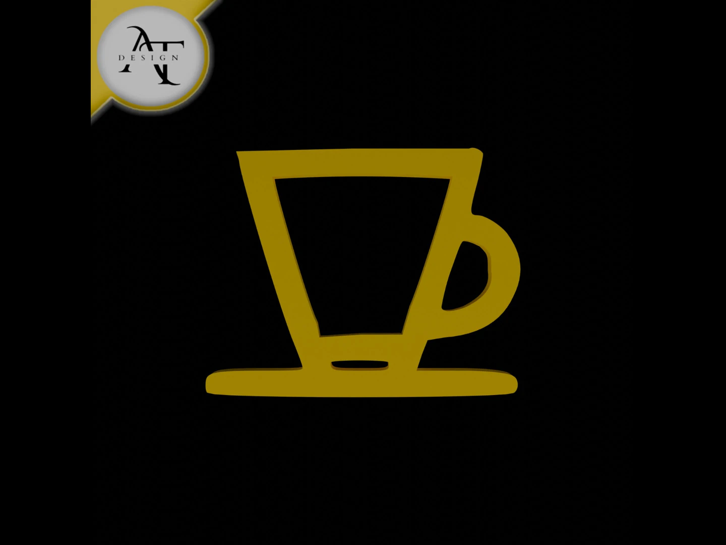 Simple Coffee Cup Symbol - 2D Art 3D Model .c4d .max .obj .3ds .fbx .stl .blend