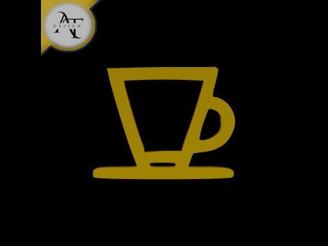 Simple Coffee Cup Symbol - 2D Art 3D Modell