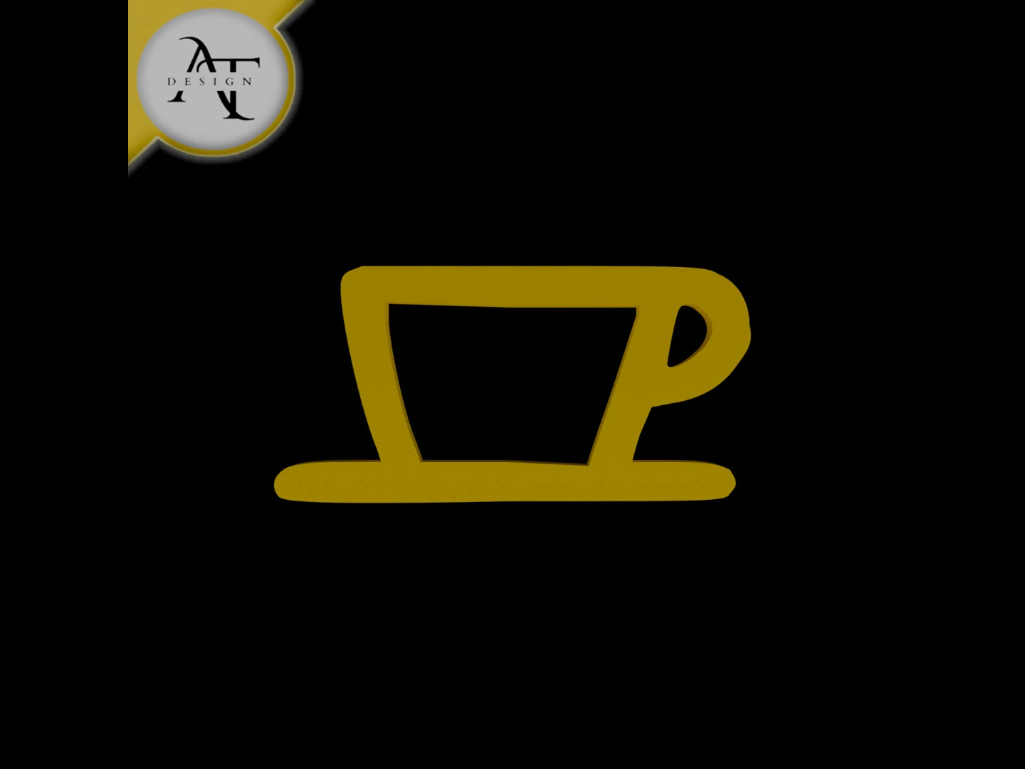 Simple Coffee Cup Symbol - 2D Art 3D Model .c4d .max .obj .3ds .fbx .stl .blend 