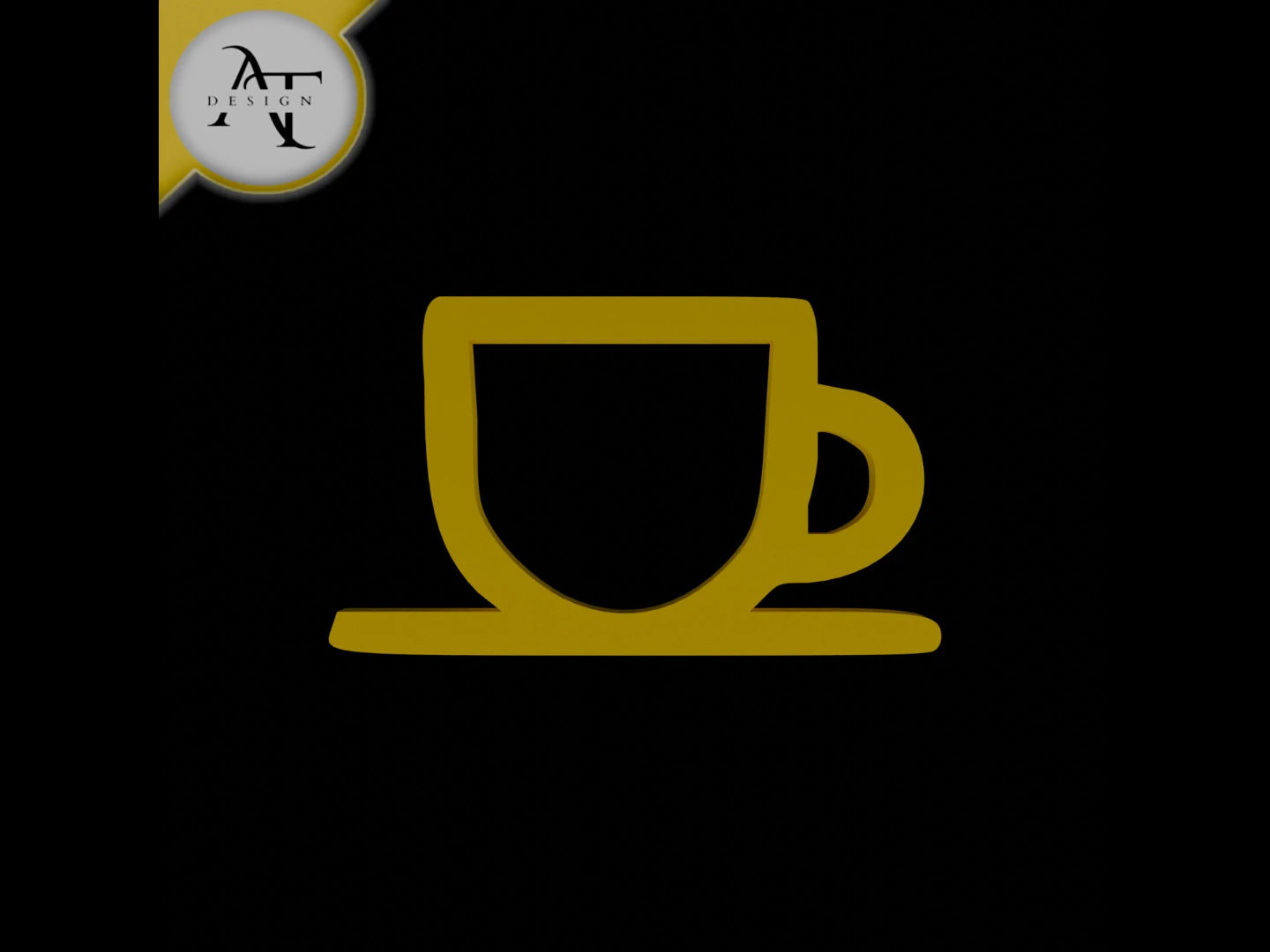 Simple Coffee Cup Symbol - 2D Art 3D Model .c4d .max .obj .3ds .fbx .stl .blend