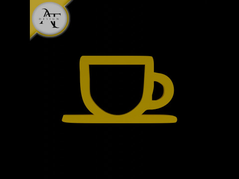 Simple Coffee Cup Symbol - 2D Art Modello 3D