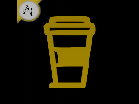 Simple Coffee Cup Symbol - 2D Art Model 3D