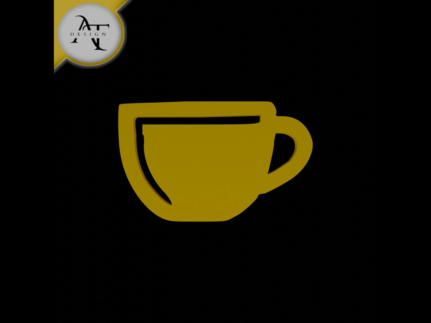 Simple Coffee Cup Symbol - 2D Art 3D Model .c4d .max .obj .3ds .fbx .stl .blend