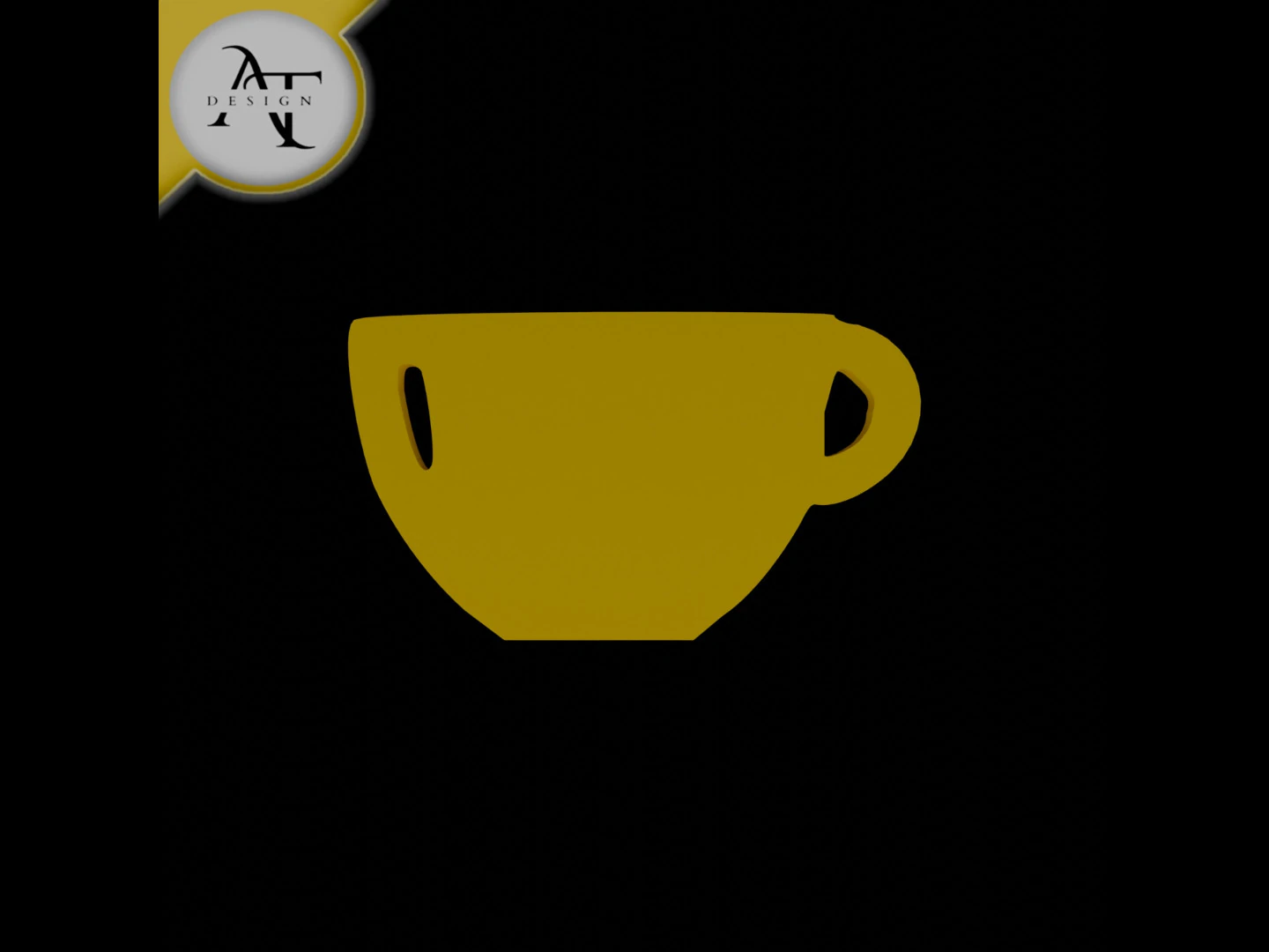 Simple Coffee Cup Symbol - 2D Art 3D Model .c4d .max .obj .3ds .fbx .stl .blend 