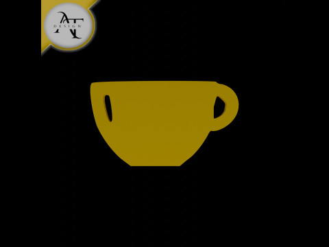 Simple Coffee Cup Symbol - 2D Art 3D मॉडल