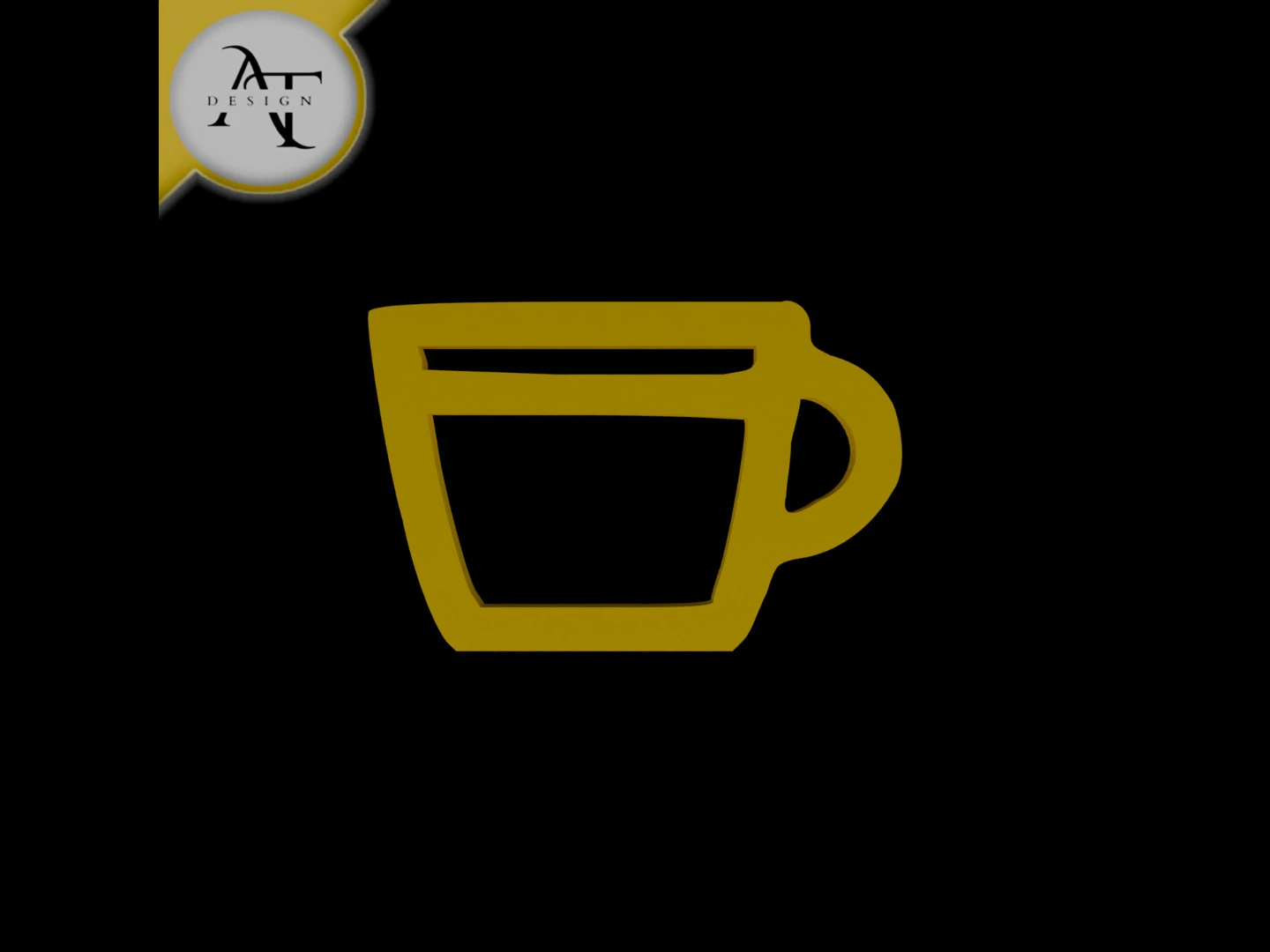 Simple Coffee Cup Symbol - 2D Art 3D Model .c4d .max .obj .3ds .fbx .stl .blend