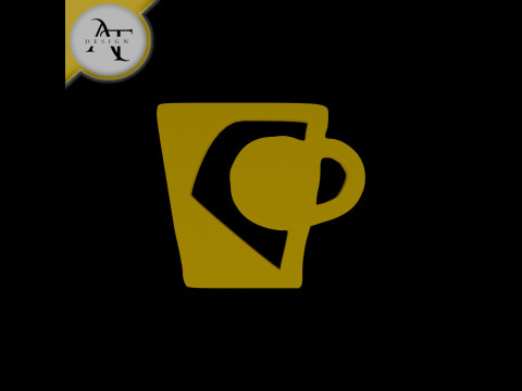 Simple Coffee Cup Symbol - 2D Art Modello 3D