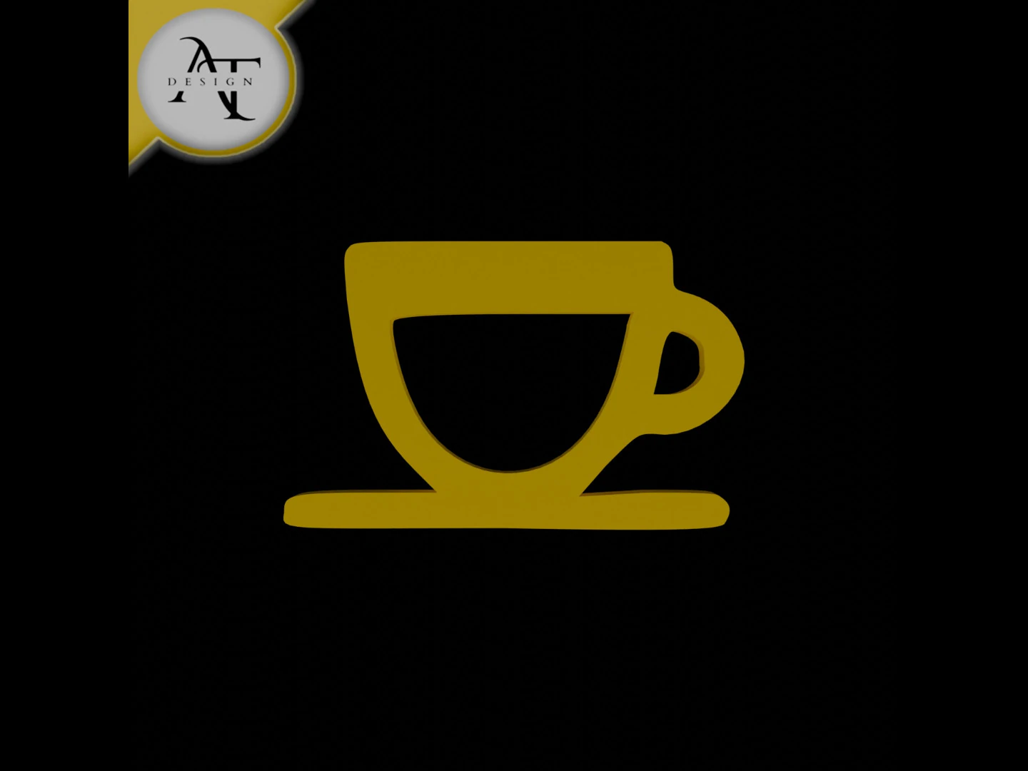 Simple Coffee Cup Symbol - 2D Art 3D Model .c4d .max .obj .3ds .fbx .stl .blend