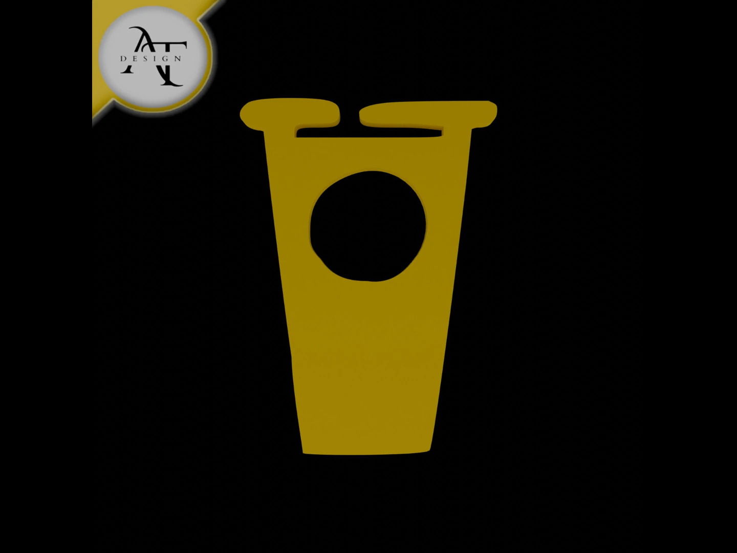 Simple Coffee Cup Symbol - 2D Art 3D Model .c4d .max .obj .3ds .fbx .stl .blend