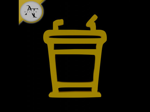 Simple Coffee Cup Symbol - 2D Art 3D Model