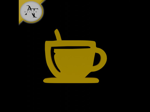Simple Coffee Cup Symbol - 2D Art 3D Модель