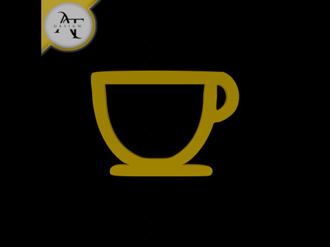 Simple Coffee Cup Symbol - 2D Art 3D मॉडल