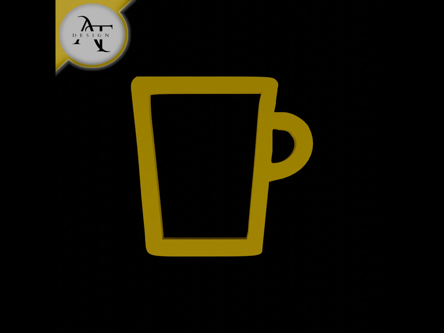 Simple Coffee Cup Symbol - 2D Art 3D Model .c4d .max .obj .3ds .fbx .stl .blend 