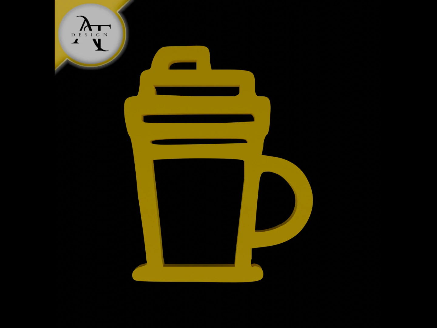 Simple Coffee Cup Symbol - 2D Art 3D Model .c4d .max .obj .3ds .fbx .stl .blend 