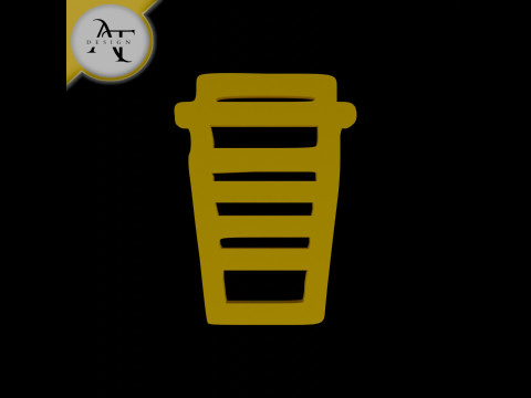 Simple Coffee Cup Symbol - 2D Art 3D मॉडल