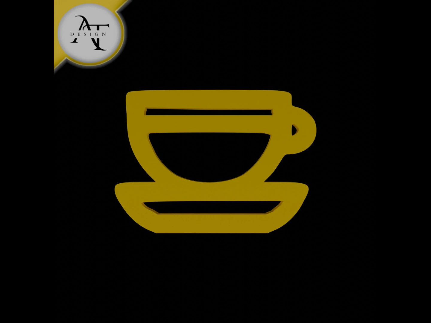 Simple Coffee Cup Symbol - 2D Art 3D Model .c4d .max .obj .3ds .fbx .stl .blend