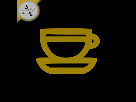 Simple Coffee Cup Symbol - 2D Art 3D 模型