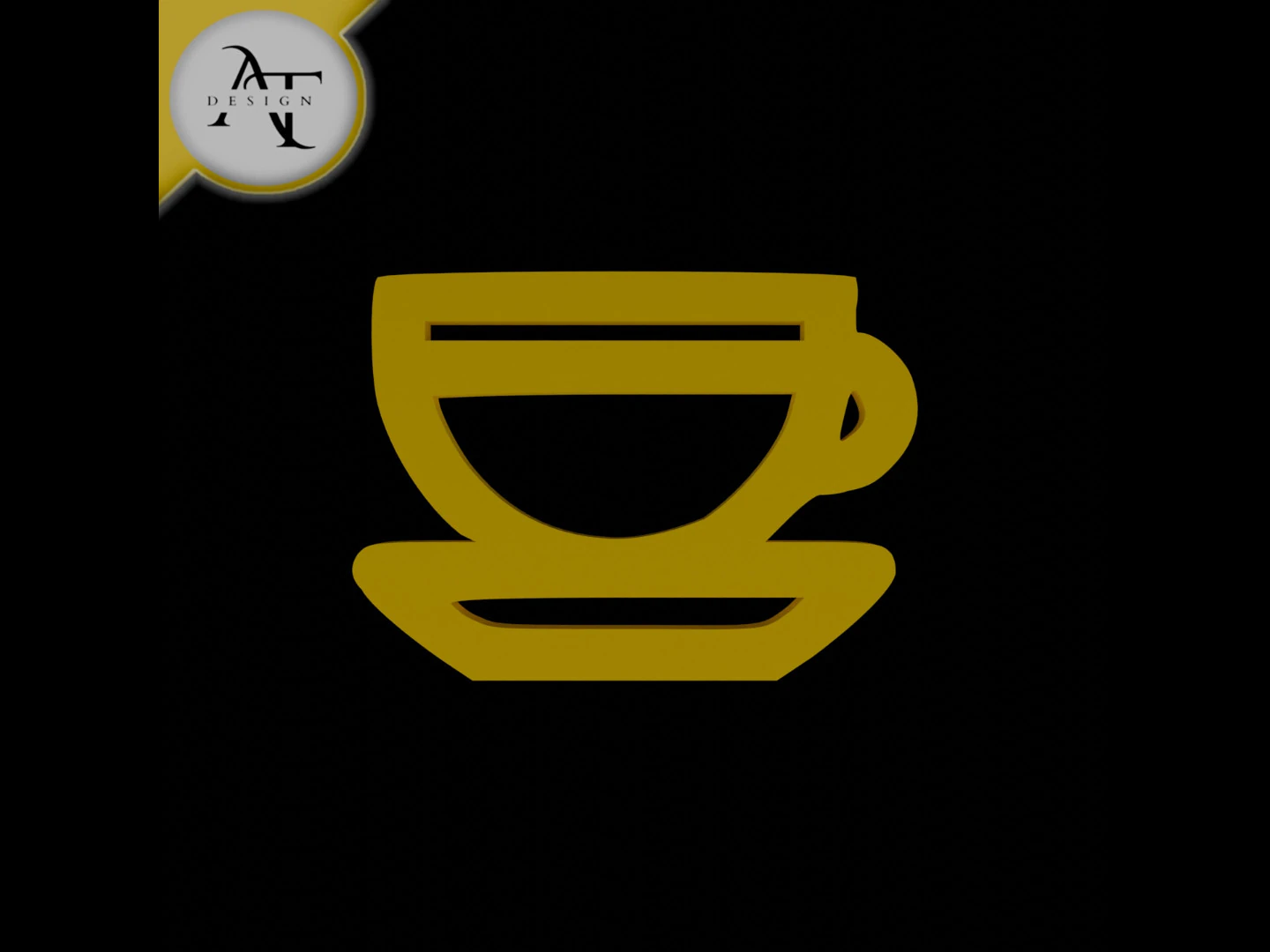 Simple Coffee Cup Symbol - 2D Art 3D Model .c4d .max .obj .3ds .fbx .stl .blend