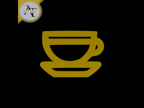 Простой символ кофейной чашки &mdash; 2D Art 3D Модель
