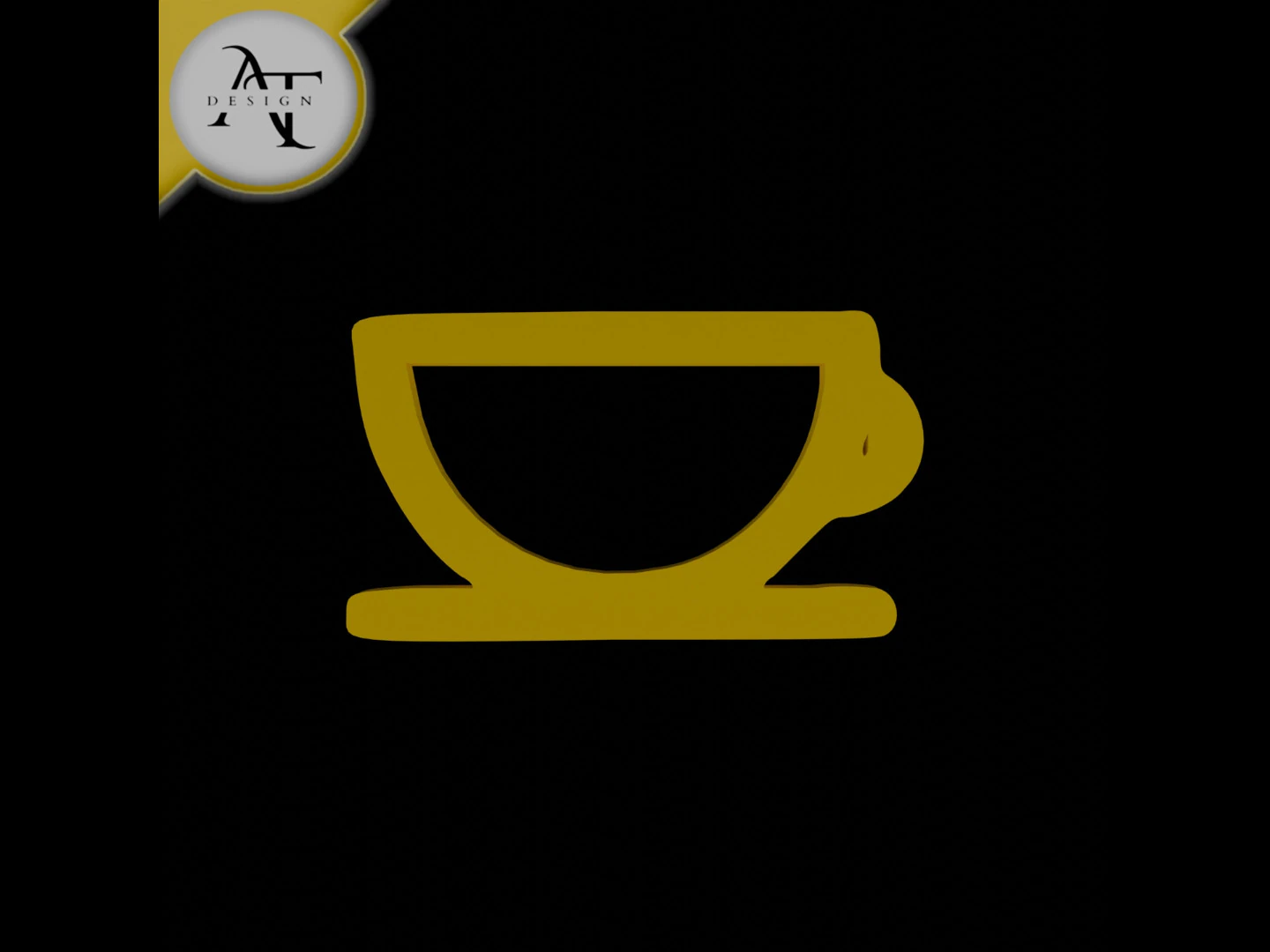 Simple Coffee Cup Symbol - 2D Art 3D Model .c4d .max .obj .3ds .fbx .stl .blend