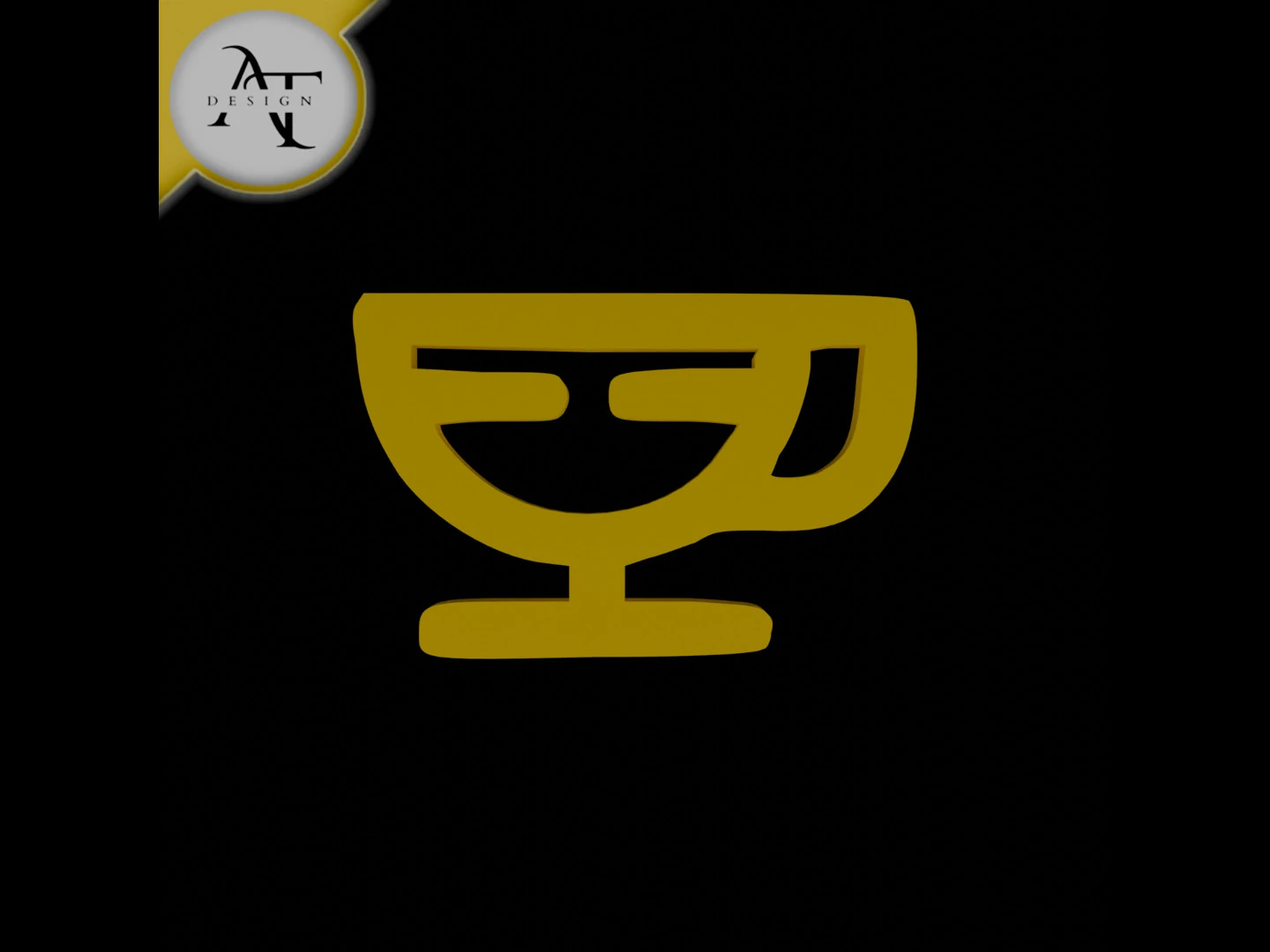 Simple Coffee Cup Symbol - 2D Art 3D Model .c4d .max .obj .3ds .fbx .stl .blend